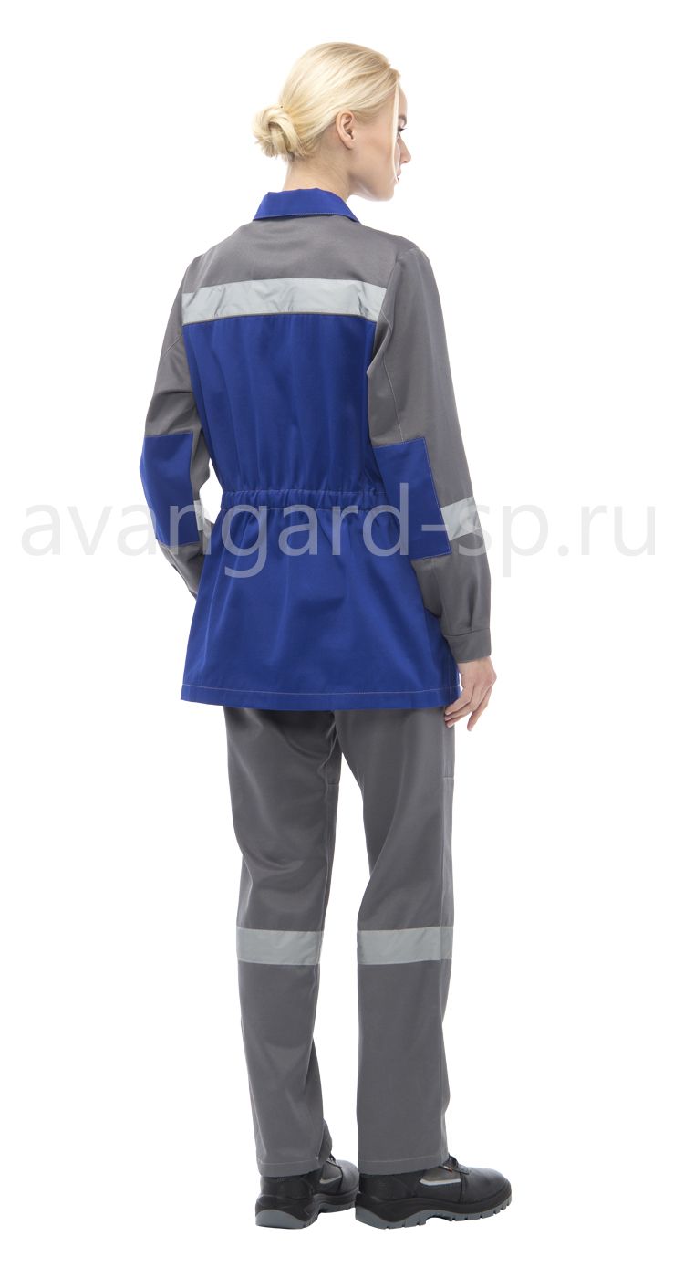 Костюм женский рабочий летний "Тимбер" серый-василек с брюками цена